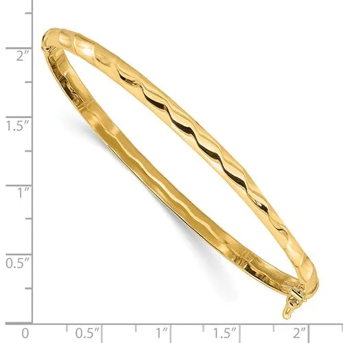 14K Polished Twisted Hinged Bangle