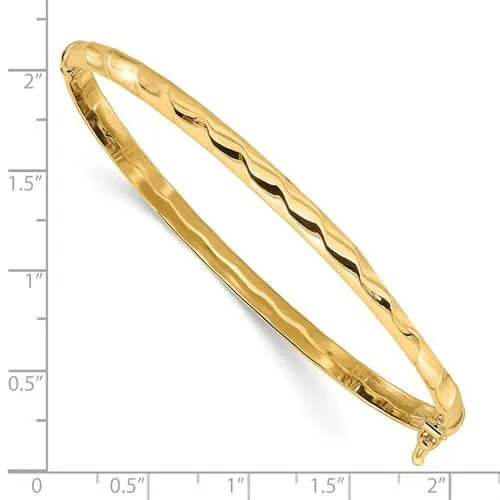 14K Polished Twisted Hinged Bangle