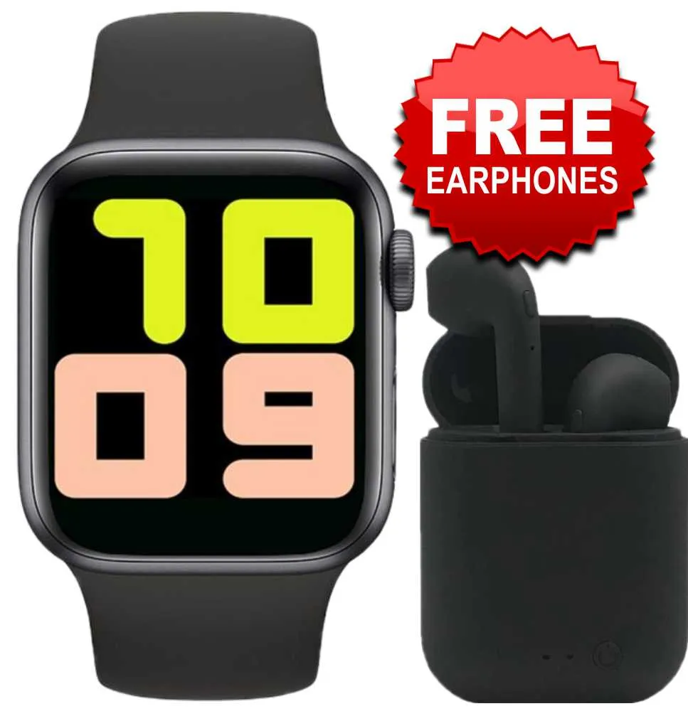 Enhanced 2021 T500 Smart Watch Bundle with Complimentary 2021 Macaron Mini-2 TWS Earphones & Charging Case