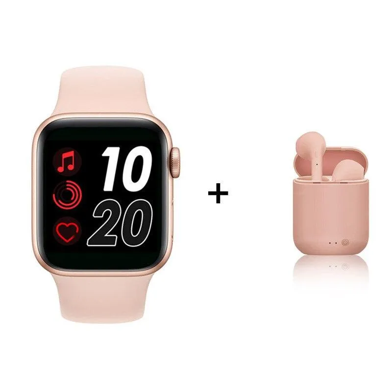 Enhanced 2021 T500 Smart Watch Bundle with Complimentary 2021 Macaron Mini-2 TWS Earphones & Charging Case