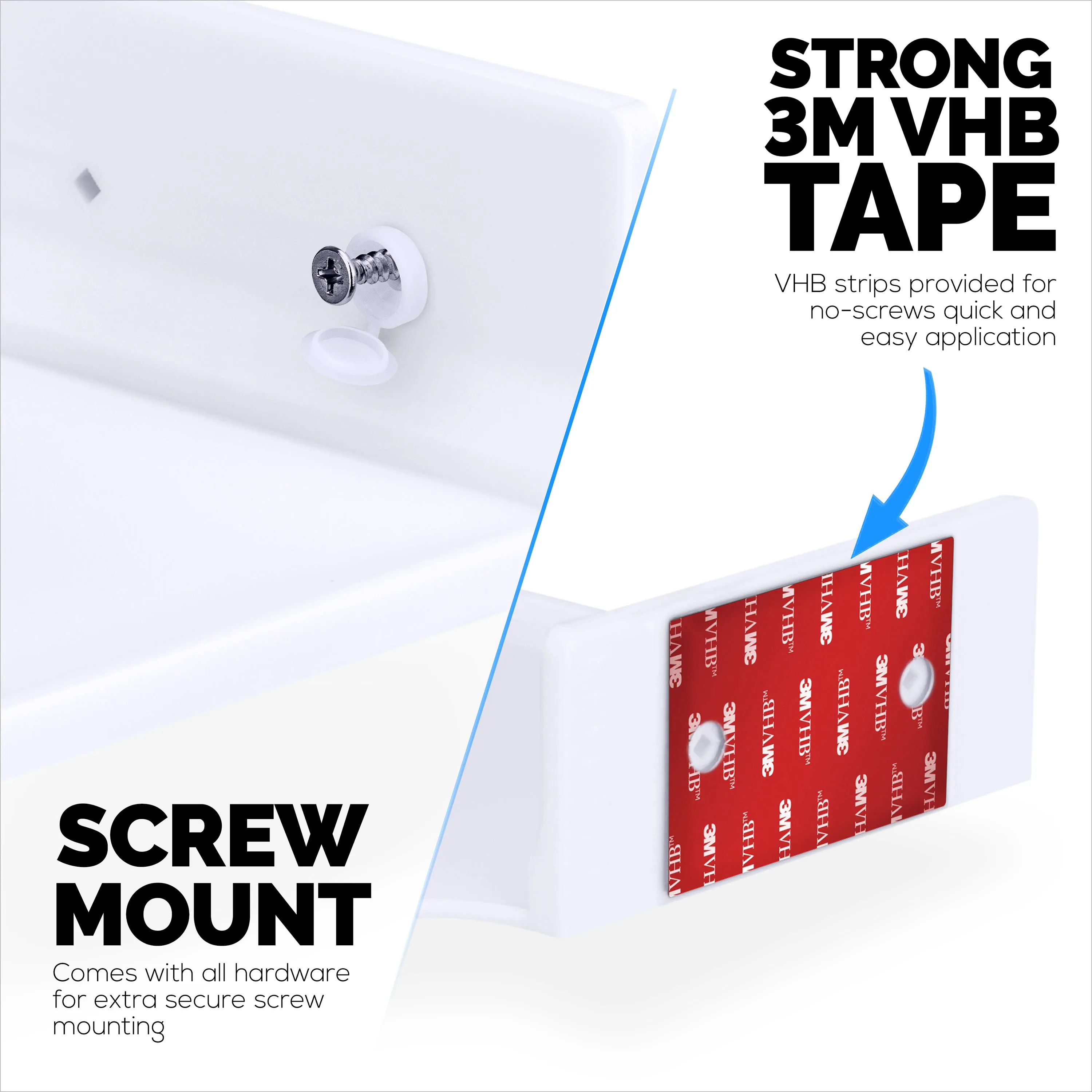 6.5" Corner Shelf Mount for Speakers, Cameras, Baby Monitors, Plants, Books Electronics, Collectibles & More, Adhesive & Screw In Floating Shelves