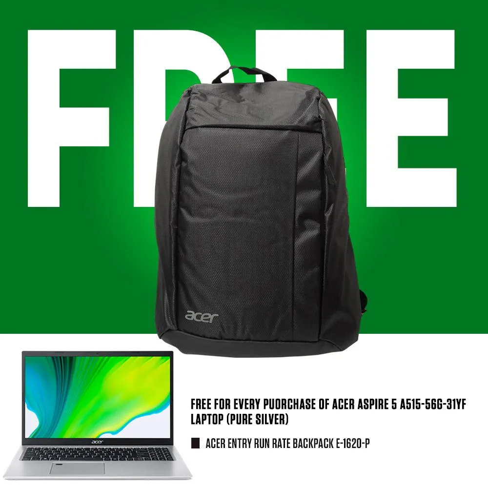 ACER ASPIRE 5 A515-56G-31YF LAPTOP (PURE SILVER) | 15.6" FHD | i3-1115G4 | 8GB DDR4 | 512GB SSD | MX350 | WIN11   ACER ENTRY RUN RATE BACKPACK E-1620-P