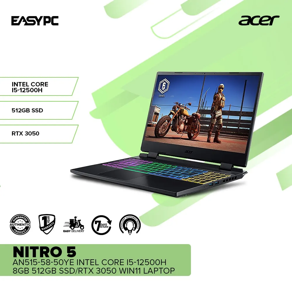 Acer Nitro 5 AN515-58-50YE Intel Core I5-12500H | 8GB | 512GB SSD | RTX 3050 Laptop