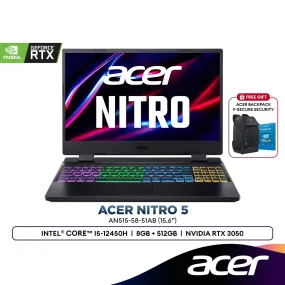 Acer Nitro 5 AN515-58-51AB 15.6" Gaming Laptop (Intel® Core™ i5-12450H | 8GB | 512GB SSD | Nvidia RTX™ 3050 4G)