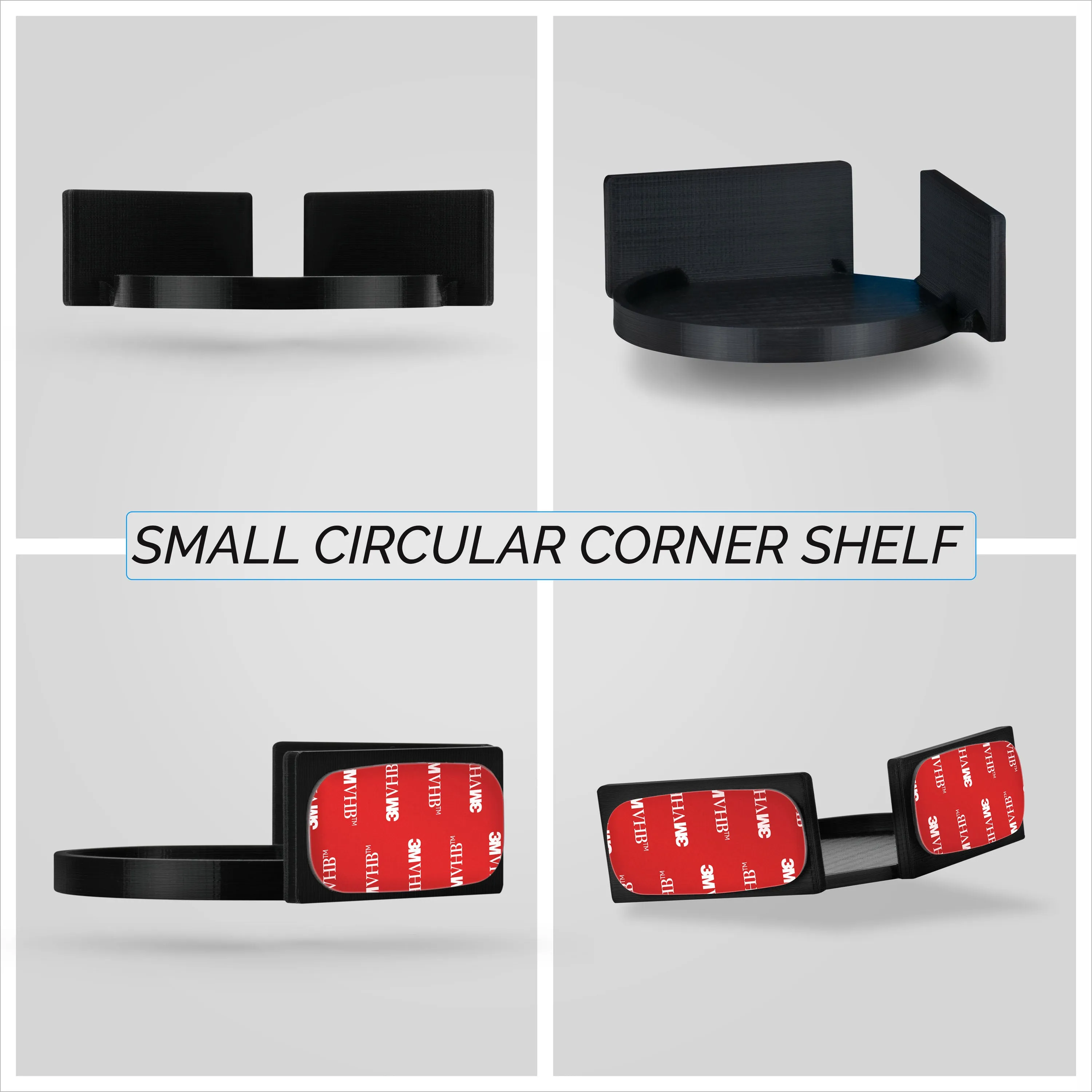 Adhesive Small Circular Corner Floating Shelf for Security Cameras, Baby Monitors, Speakers, Plants & More