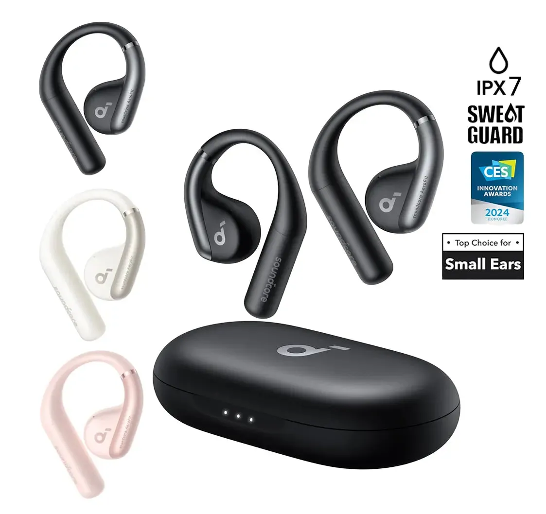 Anker AeroFit A3872 Open-Ear Wireless Bluetooth Earbuds - Sweatproof, Lightweight, Comfort-Fit Earphones