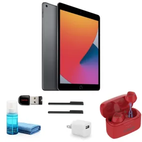 Apple iPad 10.2 Inch (32GB, Space Gray, MYL92LL/A) with Red Earbuds and more