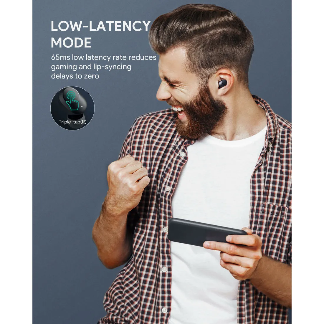 AUKEY EP-T31 True Wireless Earbuds 7mm Titanium Drivers, Low Latency, IPX5, 30H Playtime, Wireless Charging