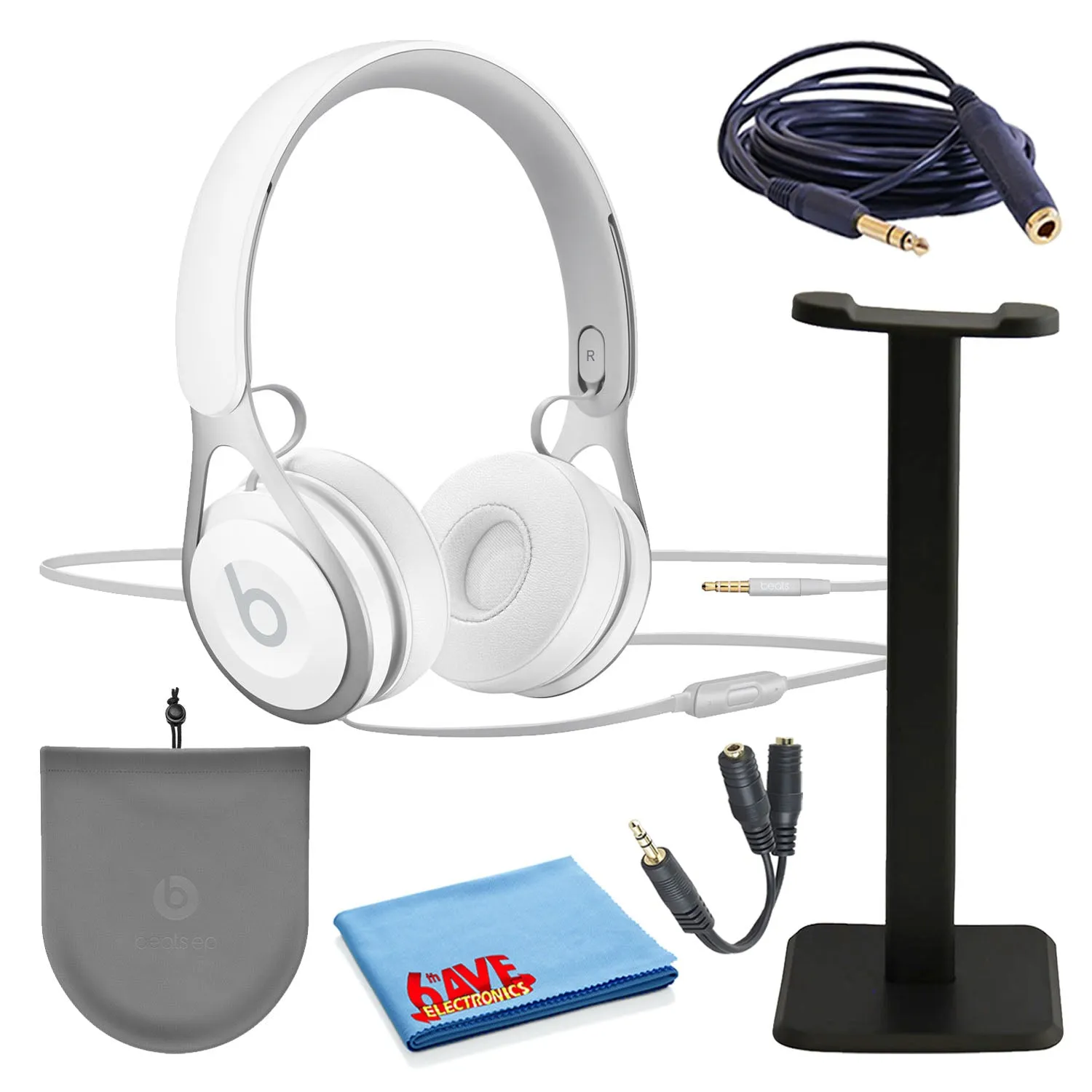 Beats EP On-Ear Wired Headphones Bundle with Stand   Extension Cable   Splitter -