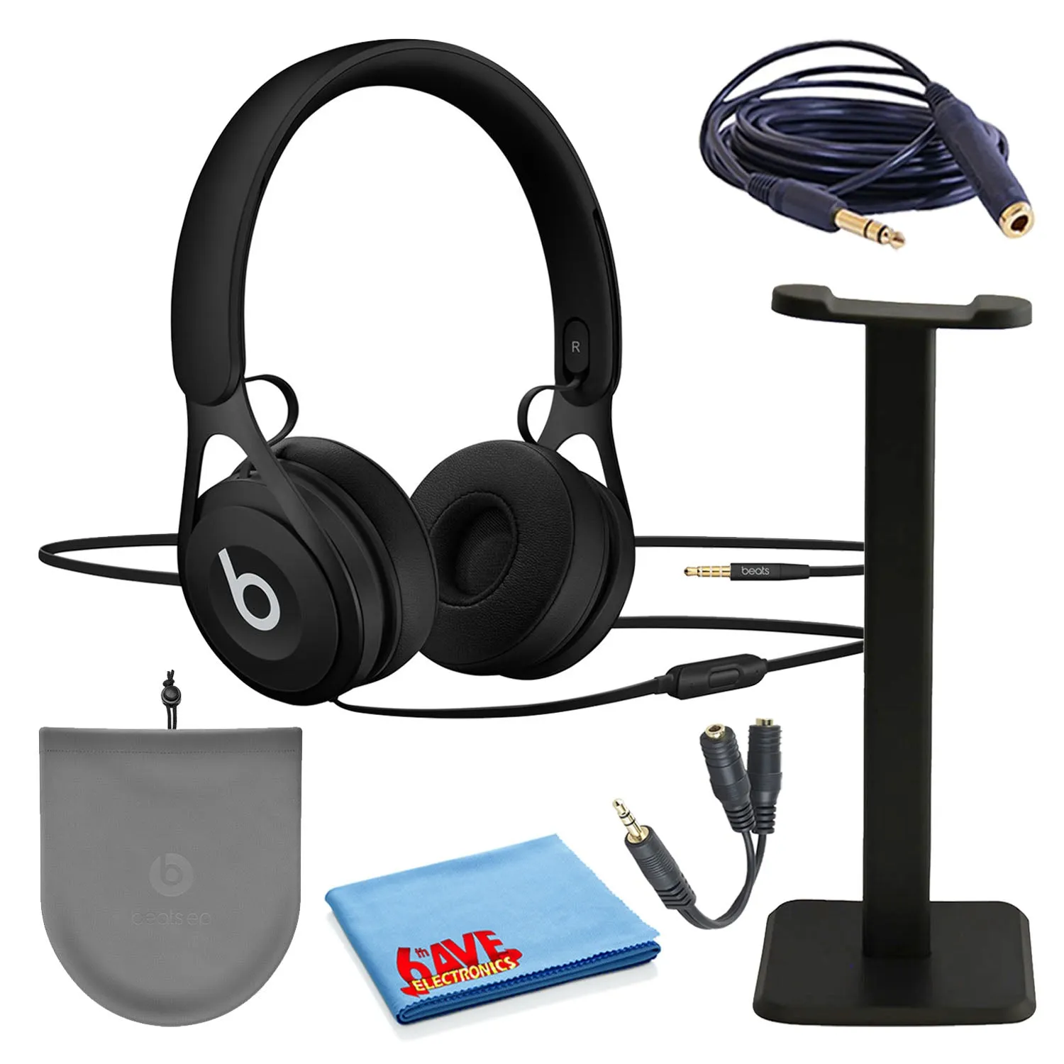 Beats EP On-Ear Wired Headphones Bundle with Stand   Extension Cable   Splitter -