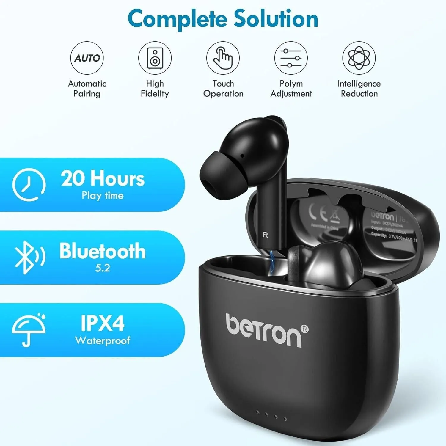 Betron Bluetooth Headphones True Wireless Earbuds Compatible with iPhone Samsung