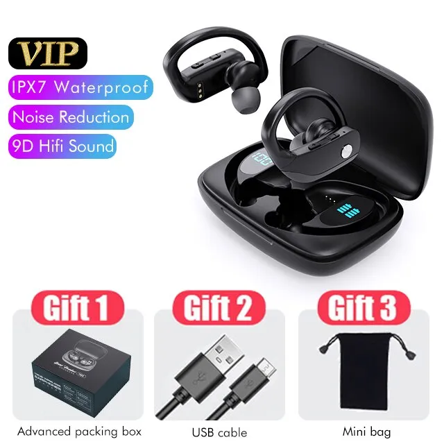 Bluetooth V5.1 Earphones Wireless Headphones with Microphone IOS LED Display