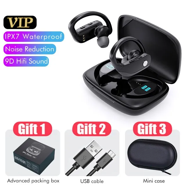 Bluetooth V5.1 Earphones Wireless Headphones with Microphone IOS LED Display