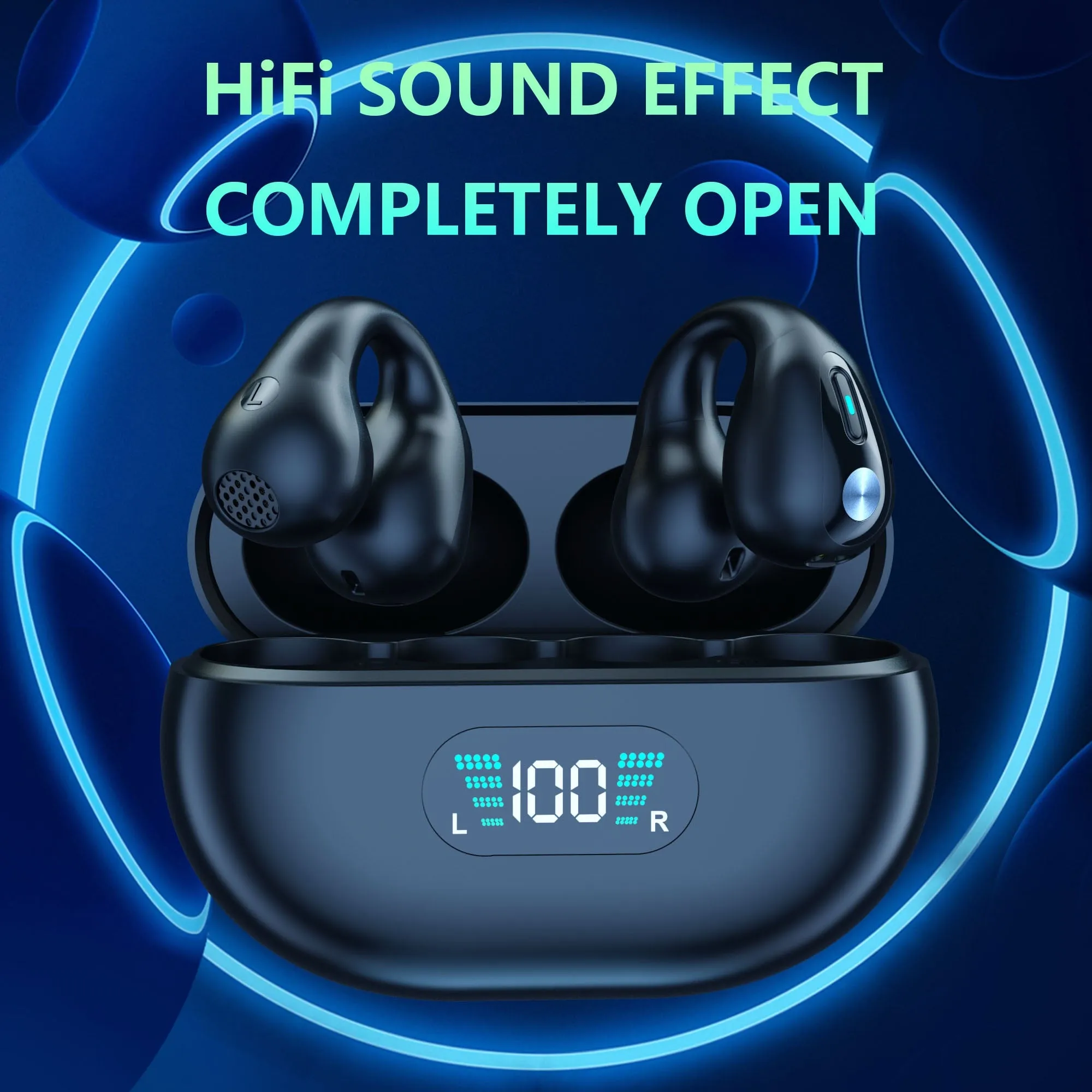 Bone Conduction Concept TWS Wireless Headphones Bluetooth 5.3 Earphones Earclip Touch Control Earbuds Sports HIFI Bass Headsets