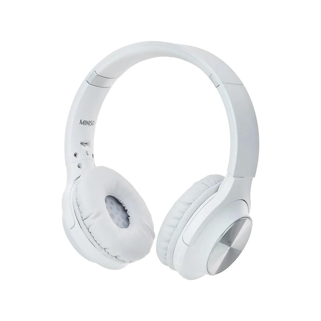 White Wireless Headphones, CD Patterned, Model TM-053 - High-Fidelity Audio