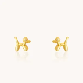 Dog Balloon Gold Stud Earrings