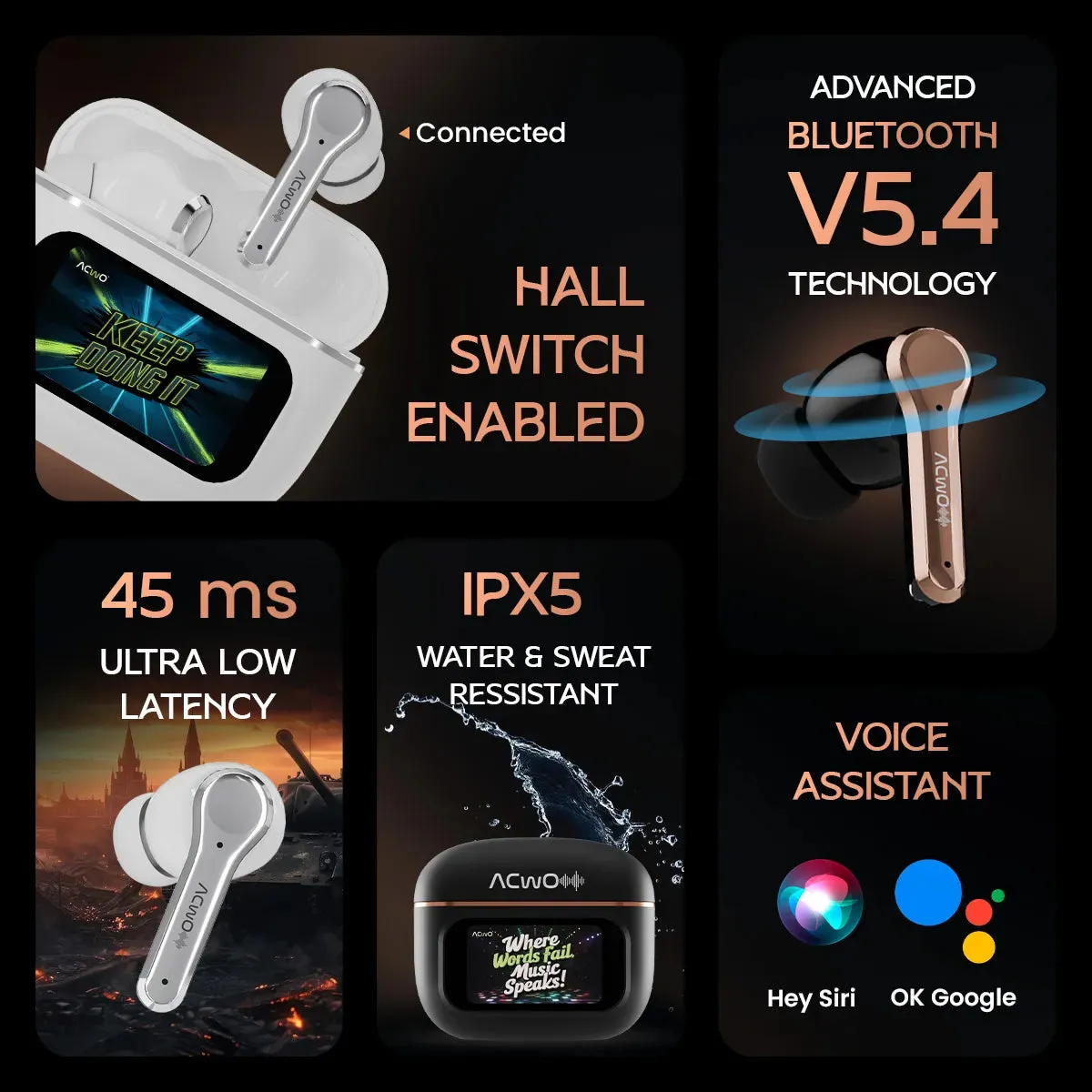 DwOTS Touch - Smart Touch Screen Display TWS Earbuds