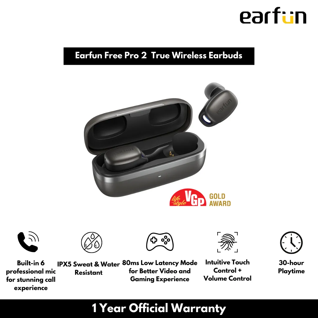 Earfun TW303B/ 303 Free Pro 2 Bluetooth V5.2 ANC True Wireless Earbuds