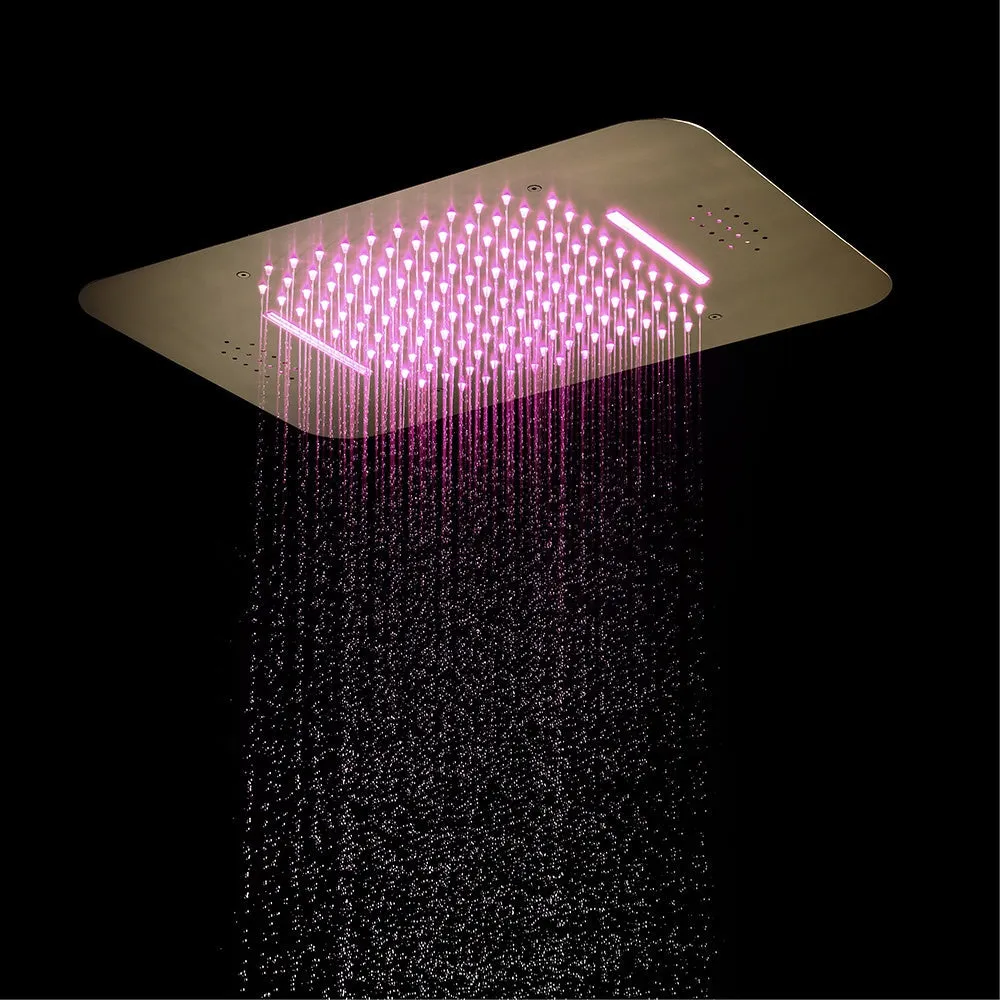 FAVOR | 23" Ceiling Mounted  Complete Thermostatic LED Music Shower System 6 Body Jets