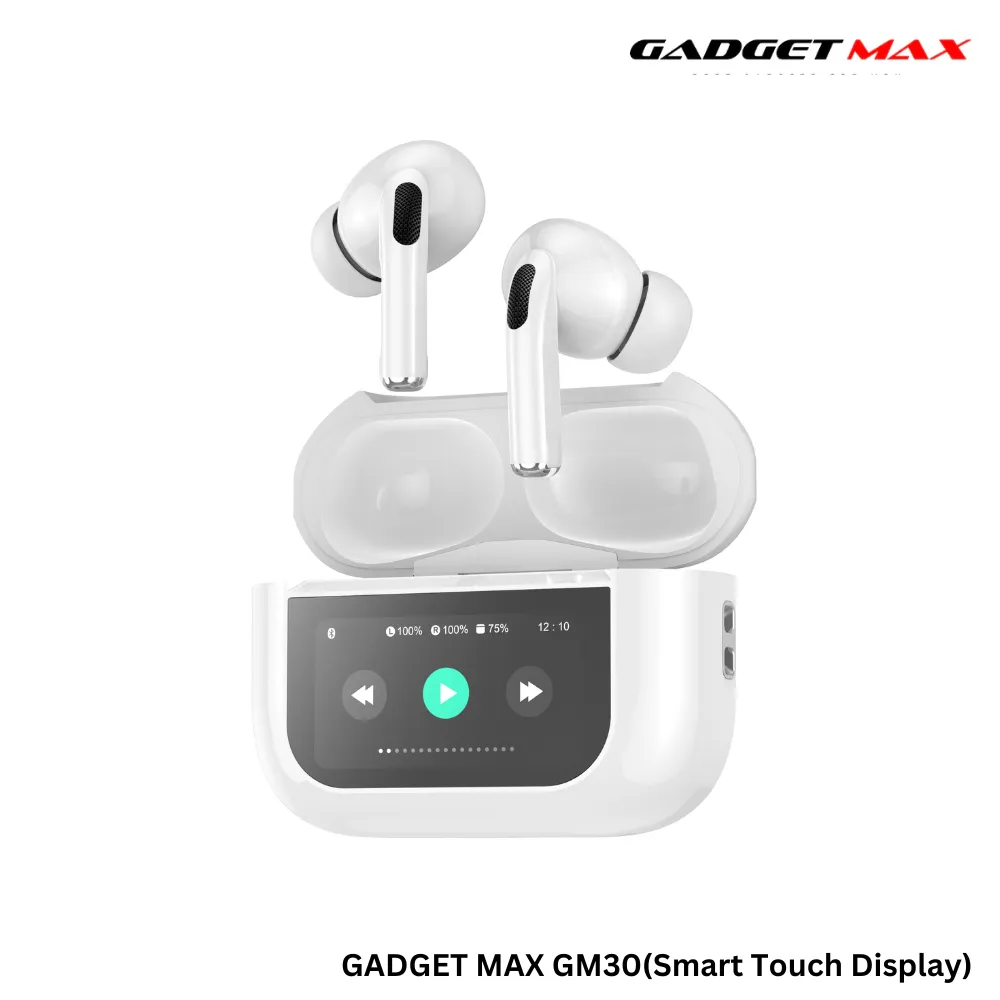 GADGET MAX GM30 Pro Smart Touch Display TWS Wireless True Wireless TWS Earbuds - White