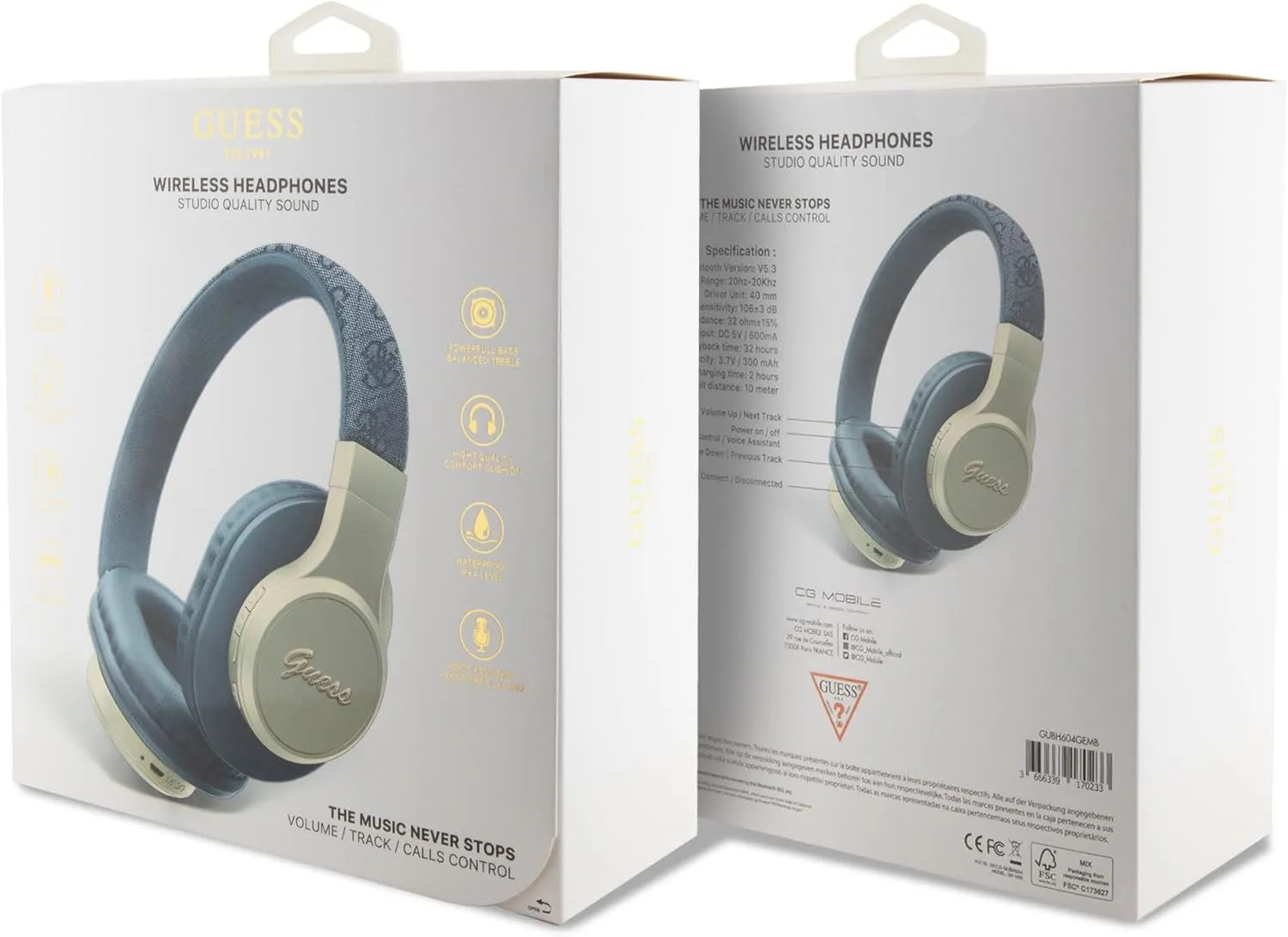 Guess Wireless Headphones 4G Script On Ear Blue - GUBH604GEMB