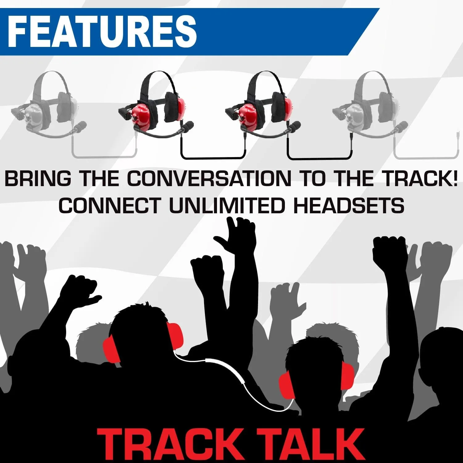 H80 Track Talk Linkable Intercom Headsets -PAIR - NASCAR or Circle Track