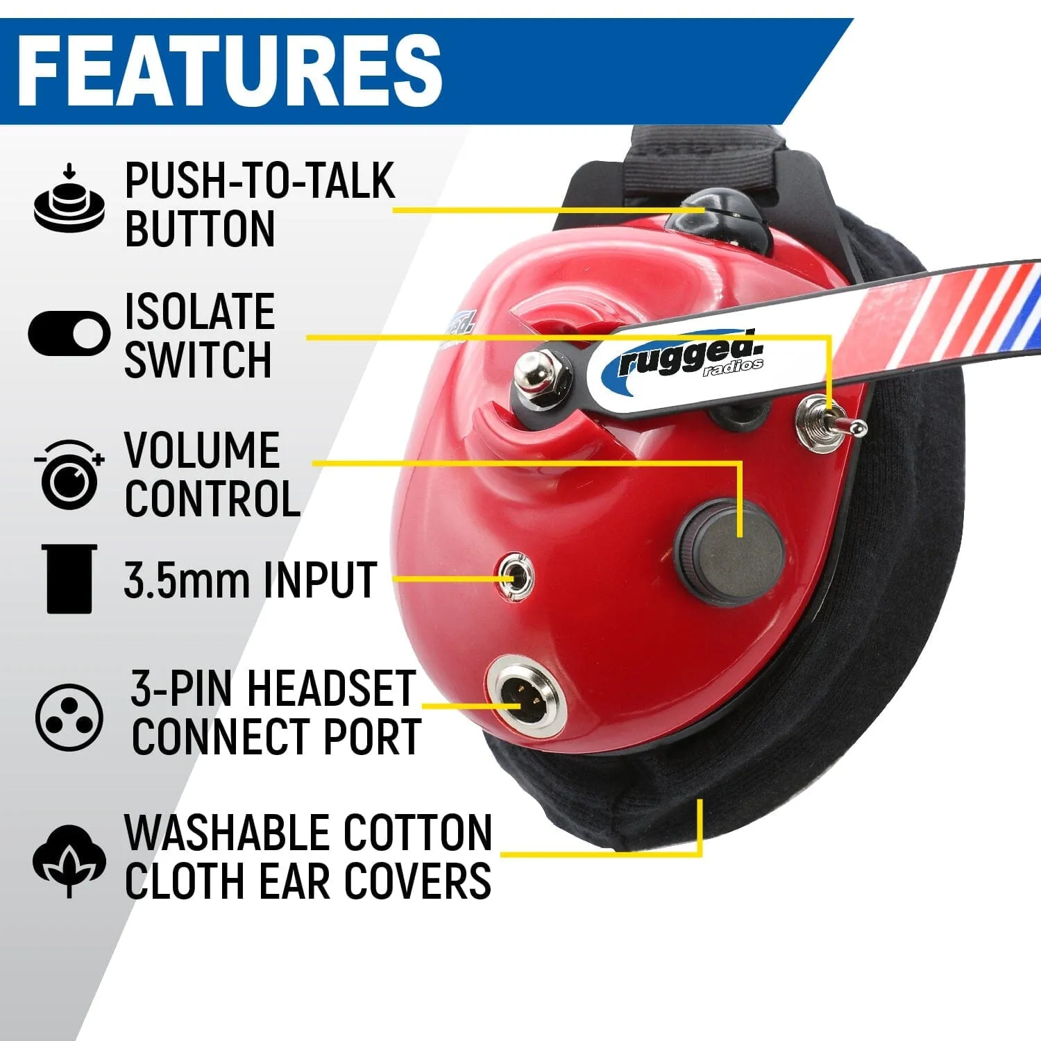 H80 Track Talk Linkable Intercom Headsets -PAIR - NASCAR or Circle Track