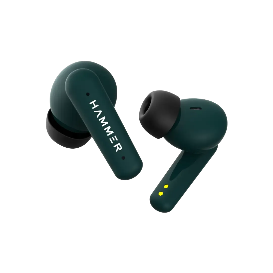 Hammer Airflow Plus TWS Earbuds with Bluetooth 5.1 and Smart Touch Control (Emerald Green)