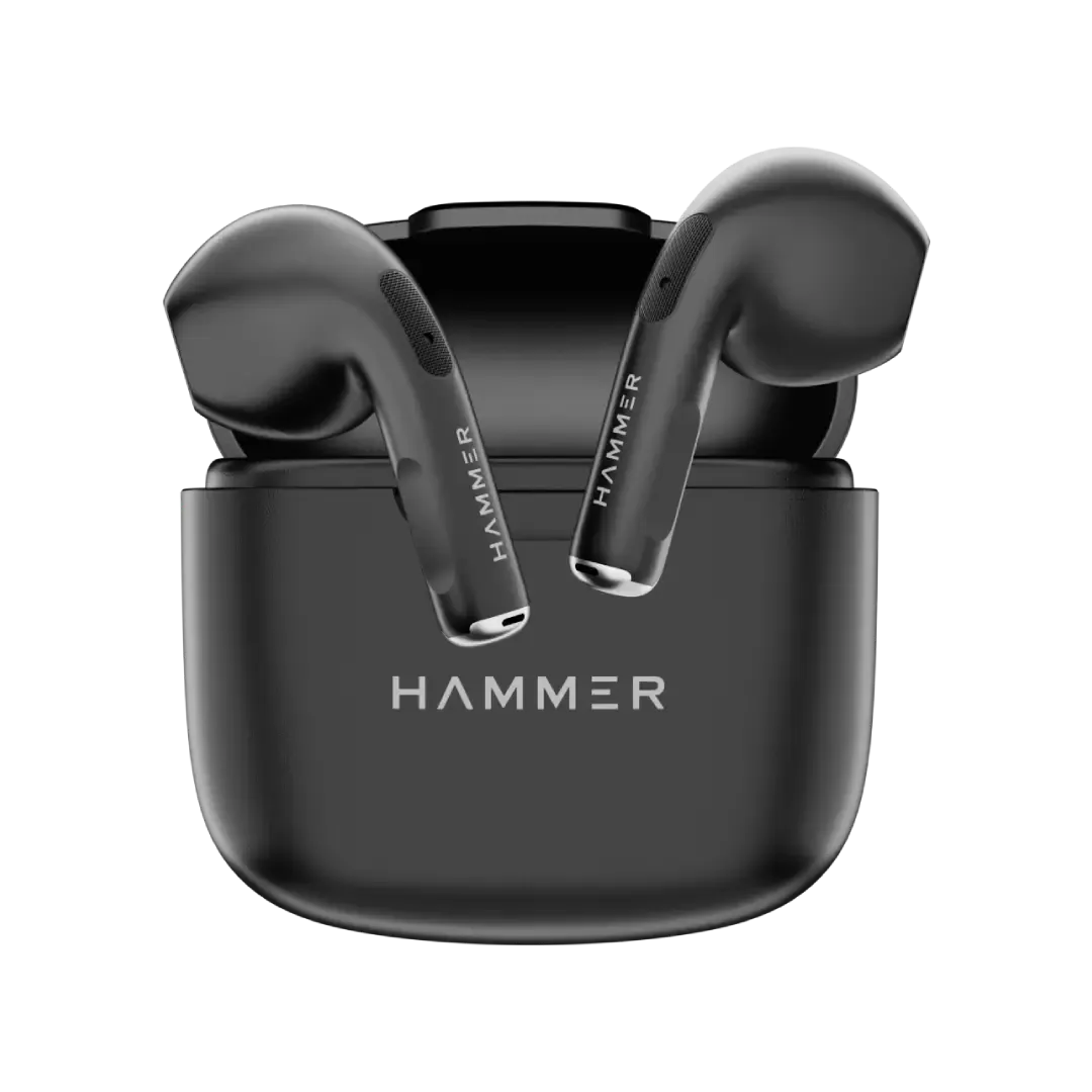 Hammer KO Mini Bluetooth Earbuds with Touch Controls and Voice Assistant (Black)