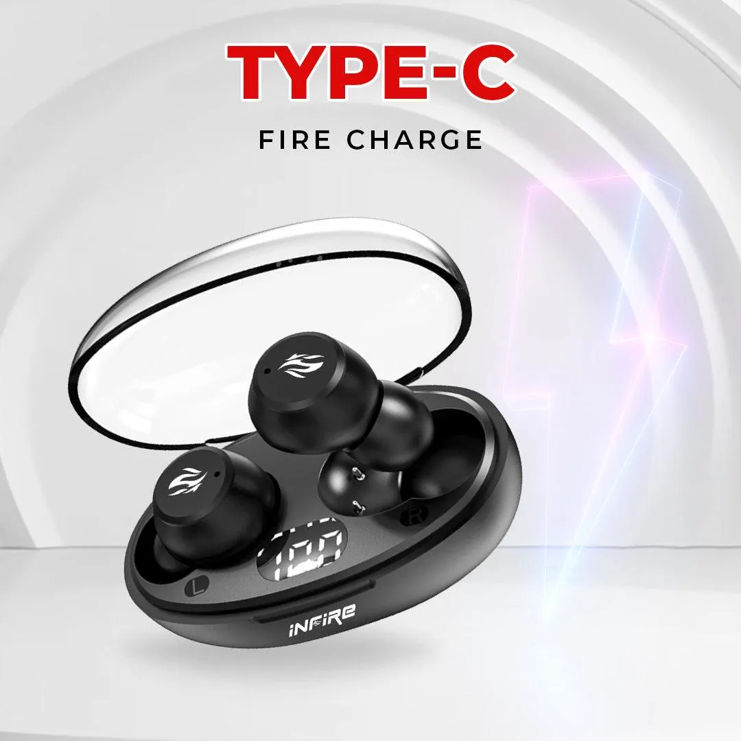 iNFiRe FireBud 62 True Wireless EarBuds upto 15 Hours PlayTime ,Led Display ,5.3 BT Version , IPX 5