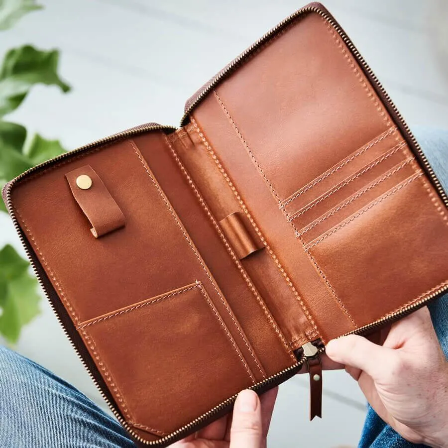 Leather Tech & Travel Organiser