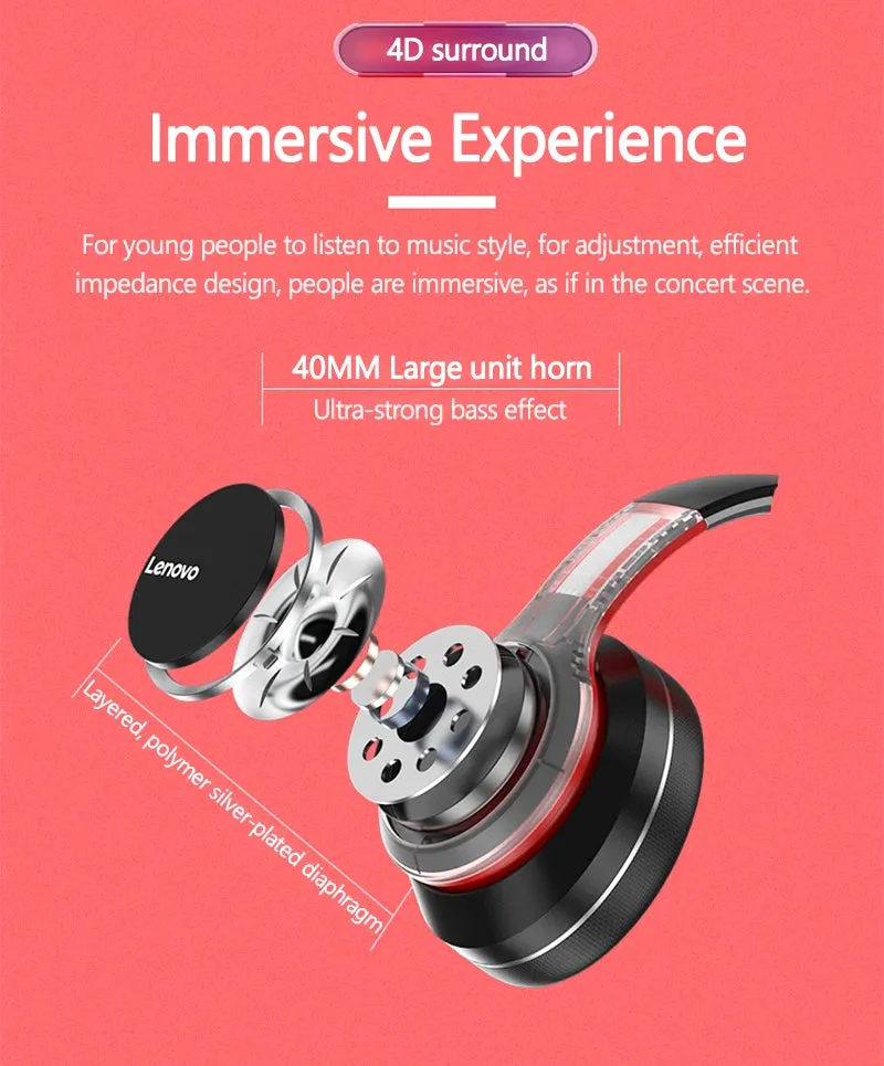 Lenovo HD200 Bluetooth Over-ear Foldable Earphones