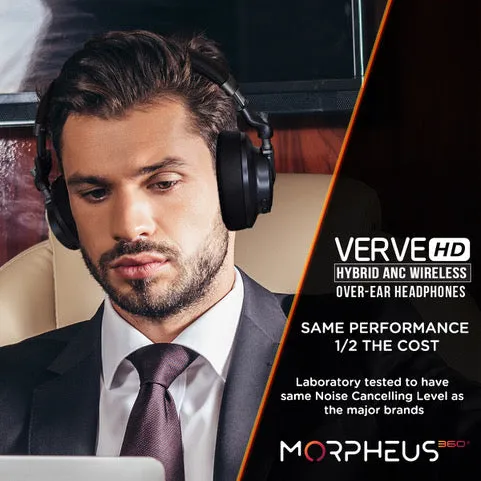 m360 Verve HD Hybrid Wireless Noise Cancelling Headphones HP9750HD | Premium ANC Headphones Over Ear | Comfortable Soft Protein Leather Memory Foam Padding | Bluetooth Headset  with Microphone