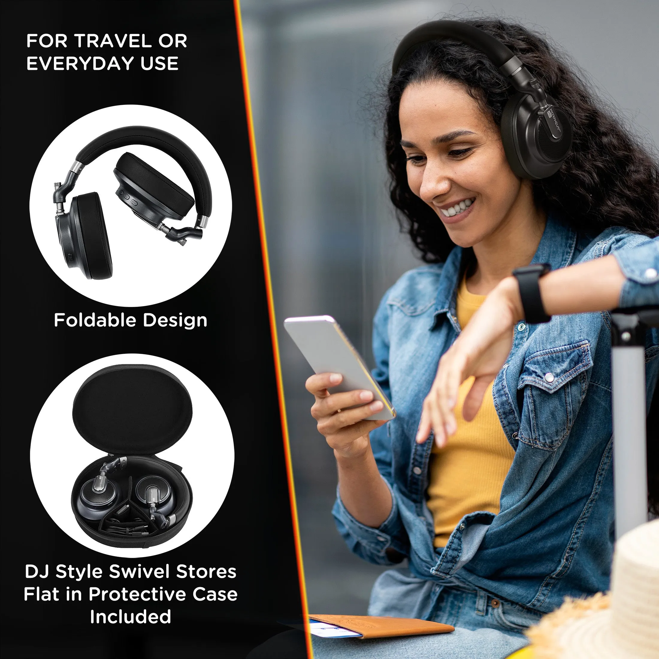 m360 Verve HD Hybrid Wireless Noise Cancelling Headphones HP9750HD | Premium ANC Headphones Over Ear | Comfortable Soft Protein Leather Memory Foam Padding | Bluetooth Headset  with Microphone