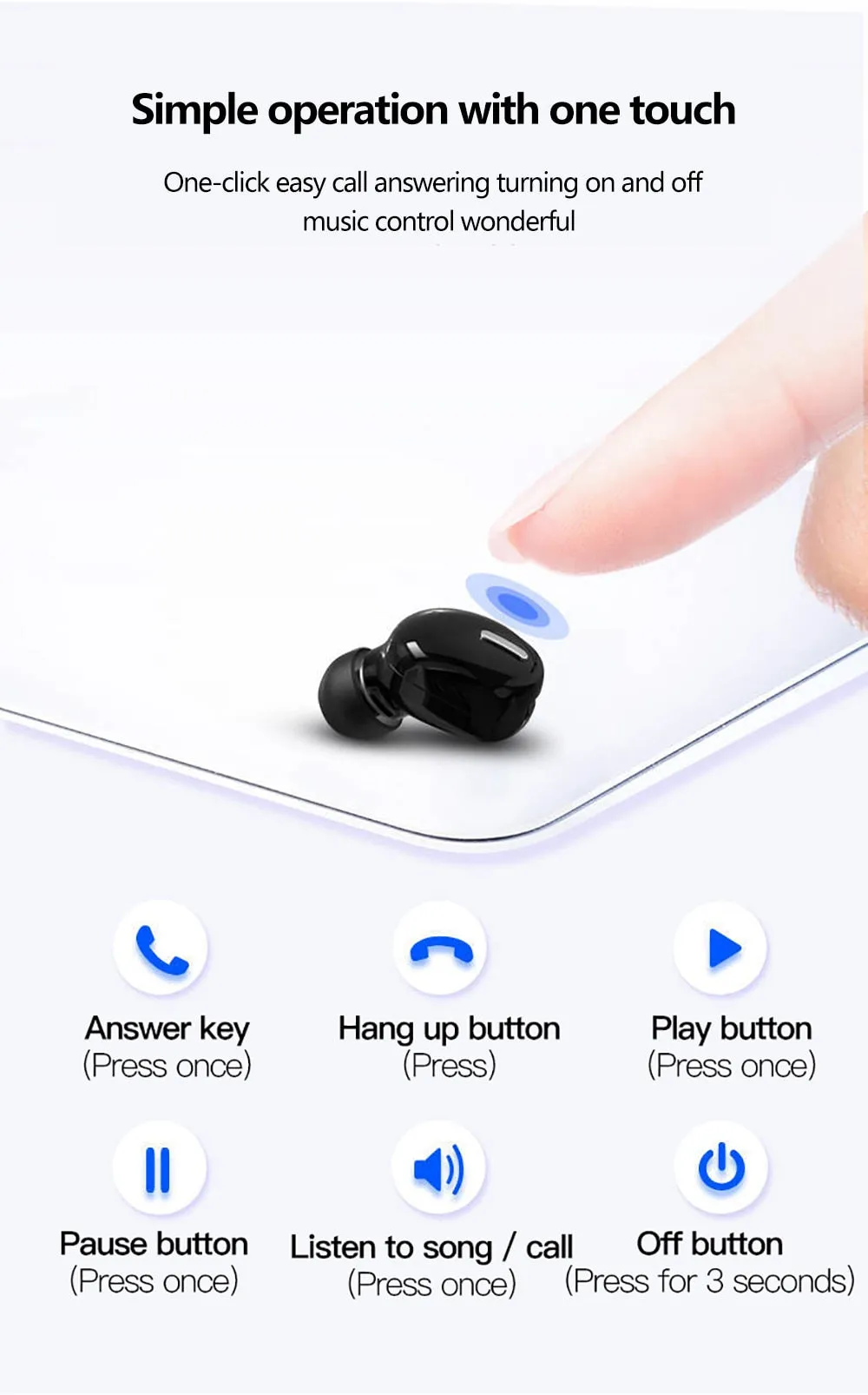 Mini Wireless V5.0 Bluetooth Earphone (Noise-Reduction, HD, 10 Days Standby Time)