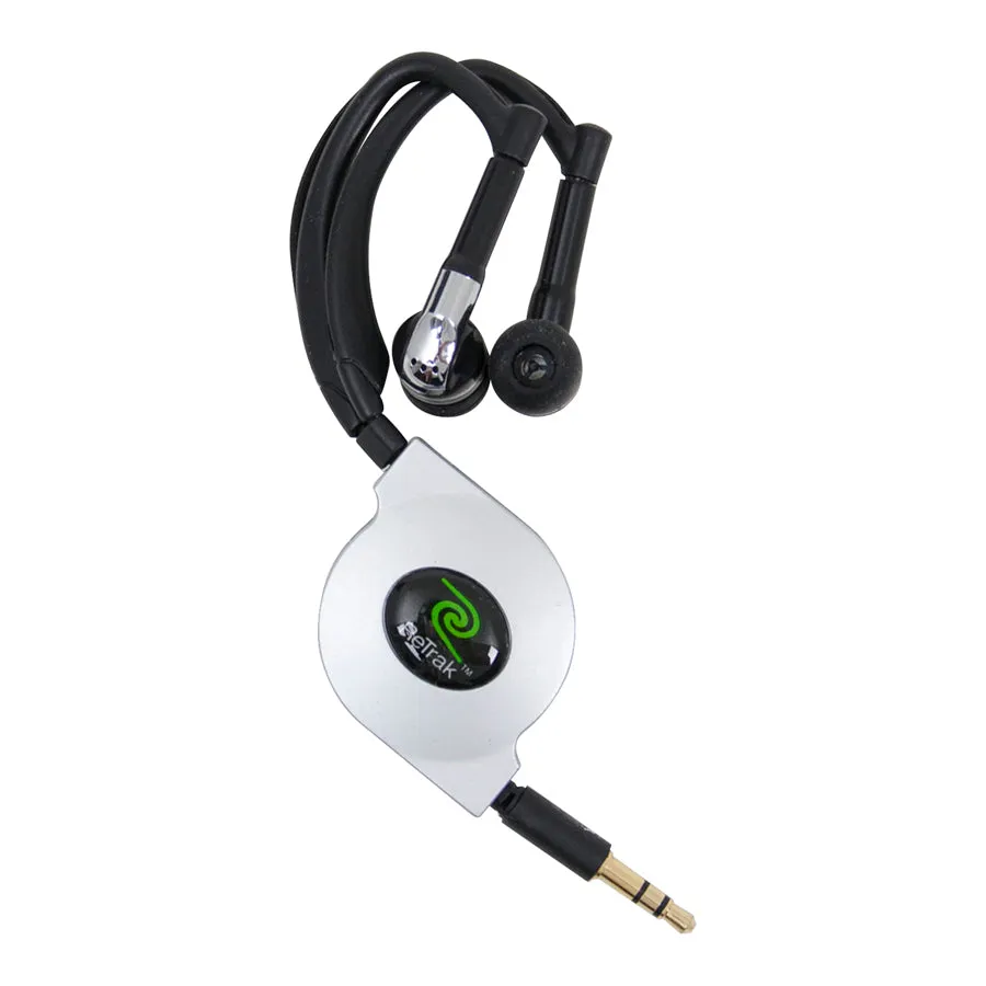 Over-the-ear Headphones | Sports Wrap Earbuds | Retractable Cord | Silver