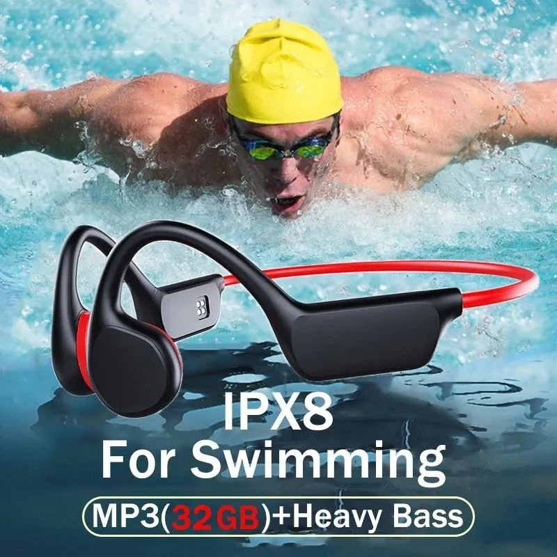 Professional IPX8 Waterproof Bone Conduction Swimming Headphones Bluetooth 5.3