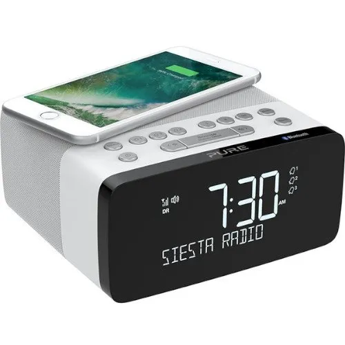 PURE Siesta Charge DAB /FM & Blutooth with Qi Wireless Charging Pad In White