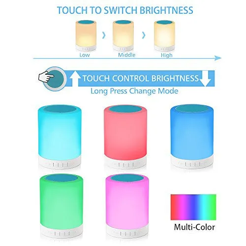 SIMPTECH TABLE LAMP WIRELESS BLUETOOTH SPEAKERS - WITH TOUCH SENSOR LAMP (DIMMABLE 3 LEVEL WARM WHITE LIGHT & SIX COLOR CHANGING RGB), BEDSIDE LAMPS WITH TF CARD ,MP3 SPEAKERS, HANDS-FREE