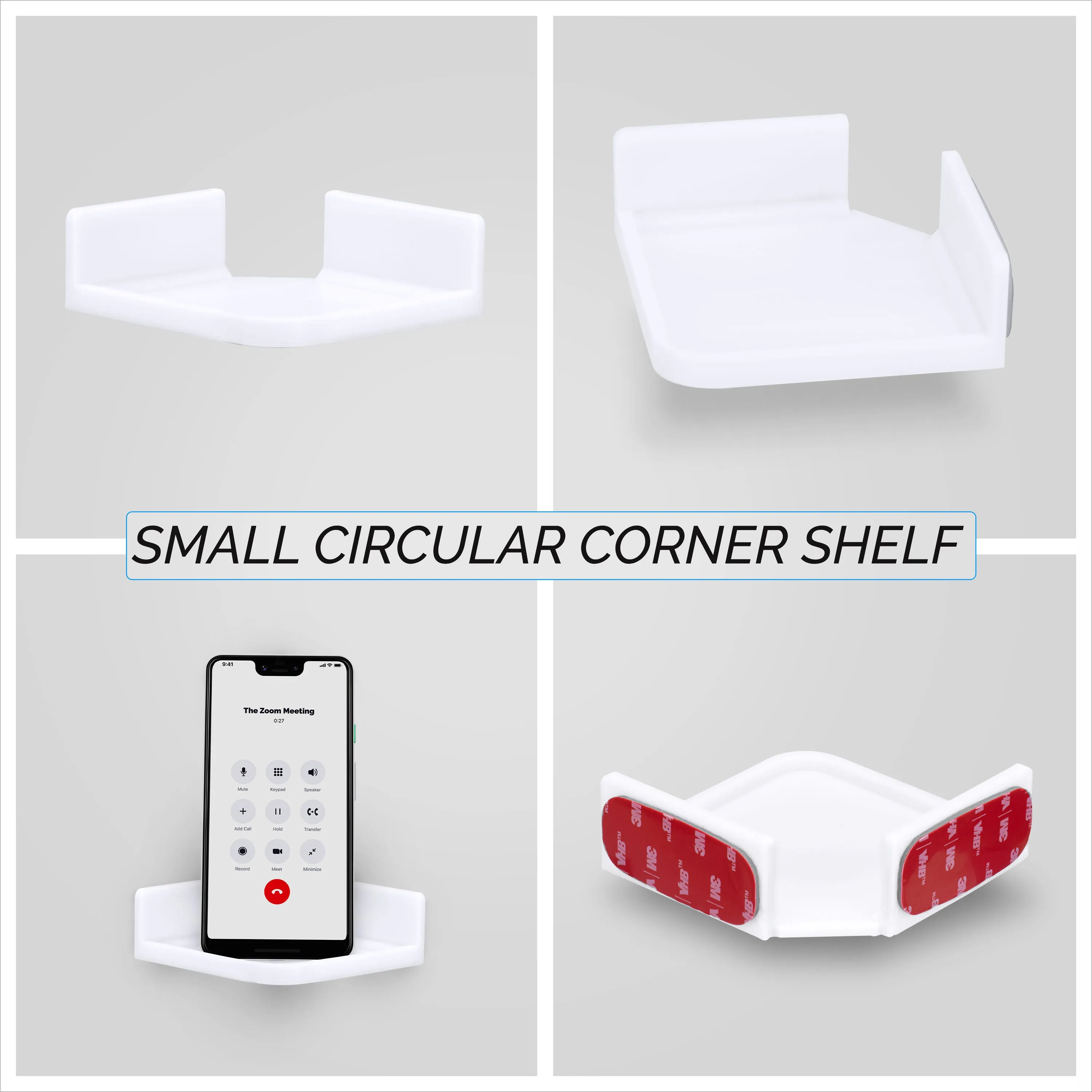 Small Adhesive Corner Floating Shelf for Security Cameras, Baby Monitors, Speakers, Plants & More