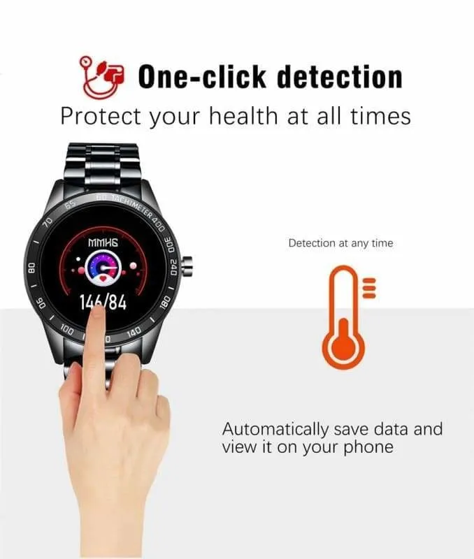 Smart Watch Heart Rate Blood Pressure Monitor Steel Band