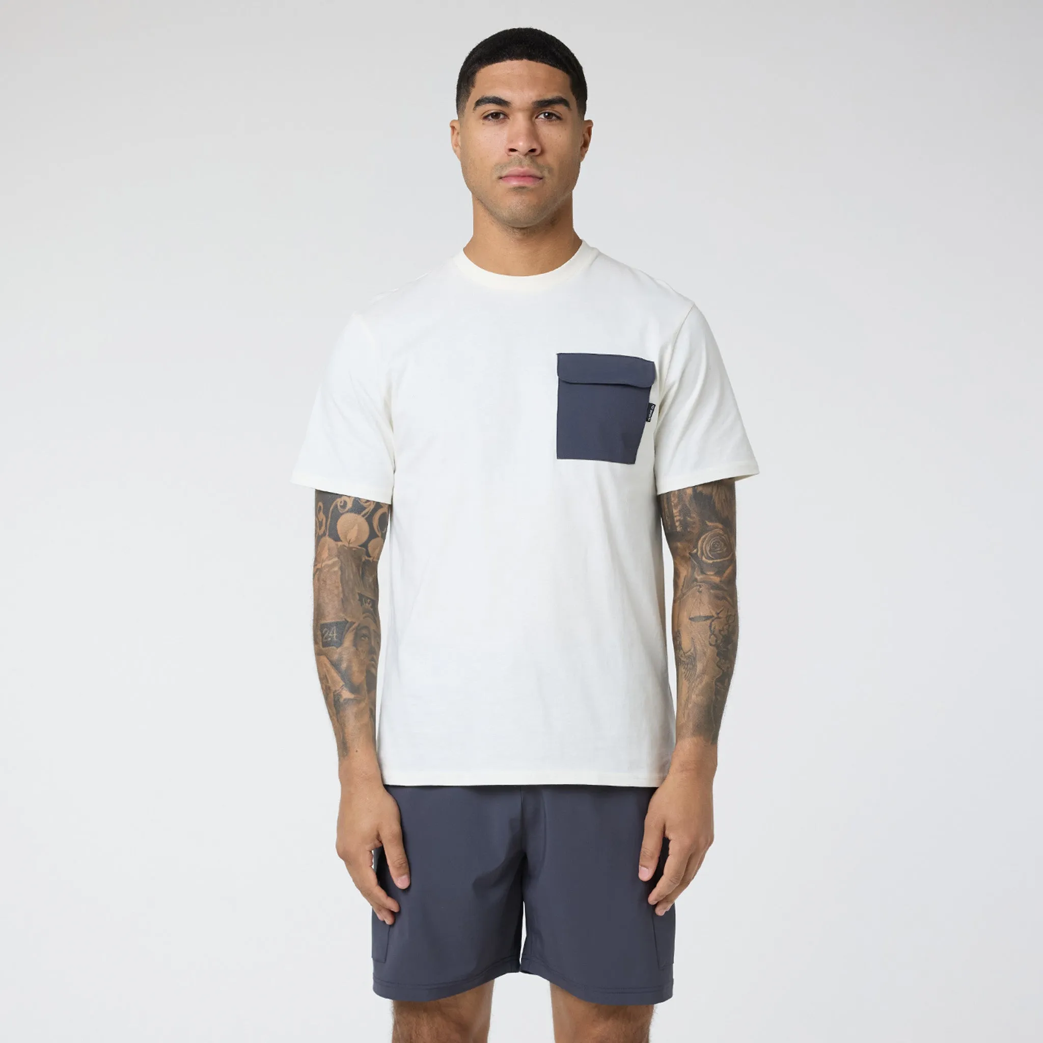 Tech Pocket T-Shirt & Cargo Short Set | Off White/Charcoal