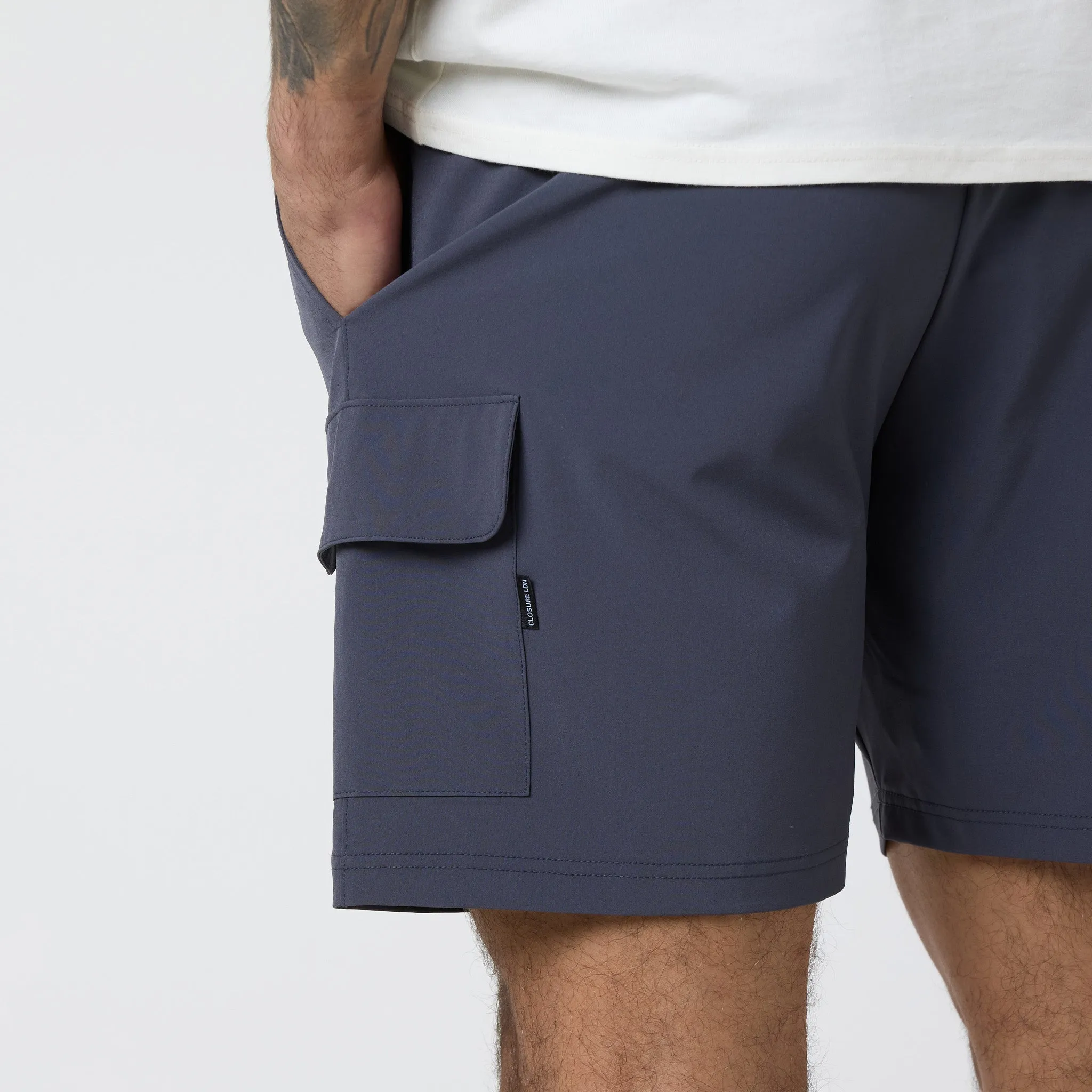 Tech Pocket T-Shirt & Cargo Short Set | Off White/Charcoal