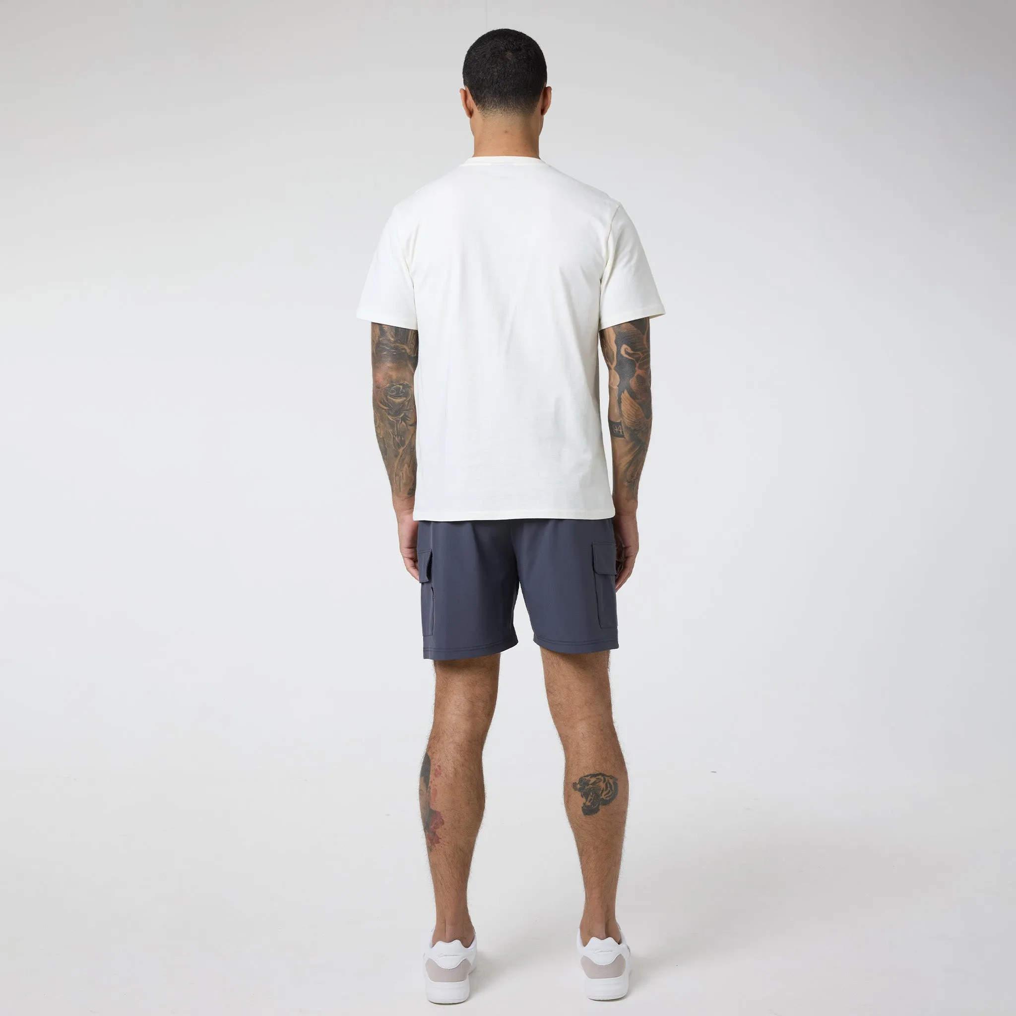 Tech Pocket T-Shirt & Cargo Short Set | Off White/Charcoal