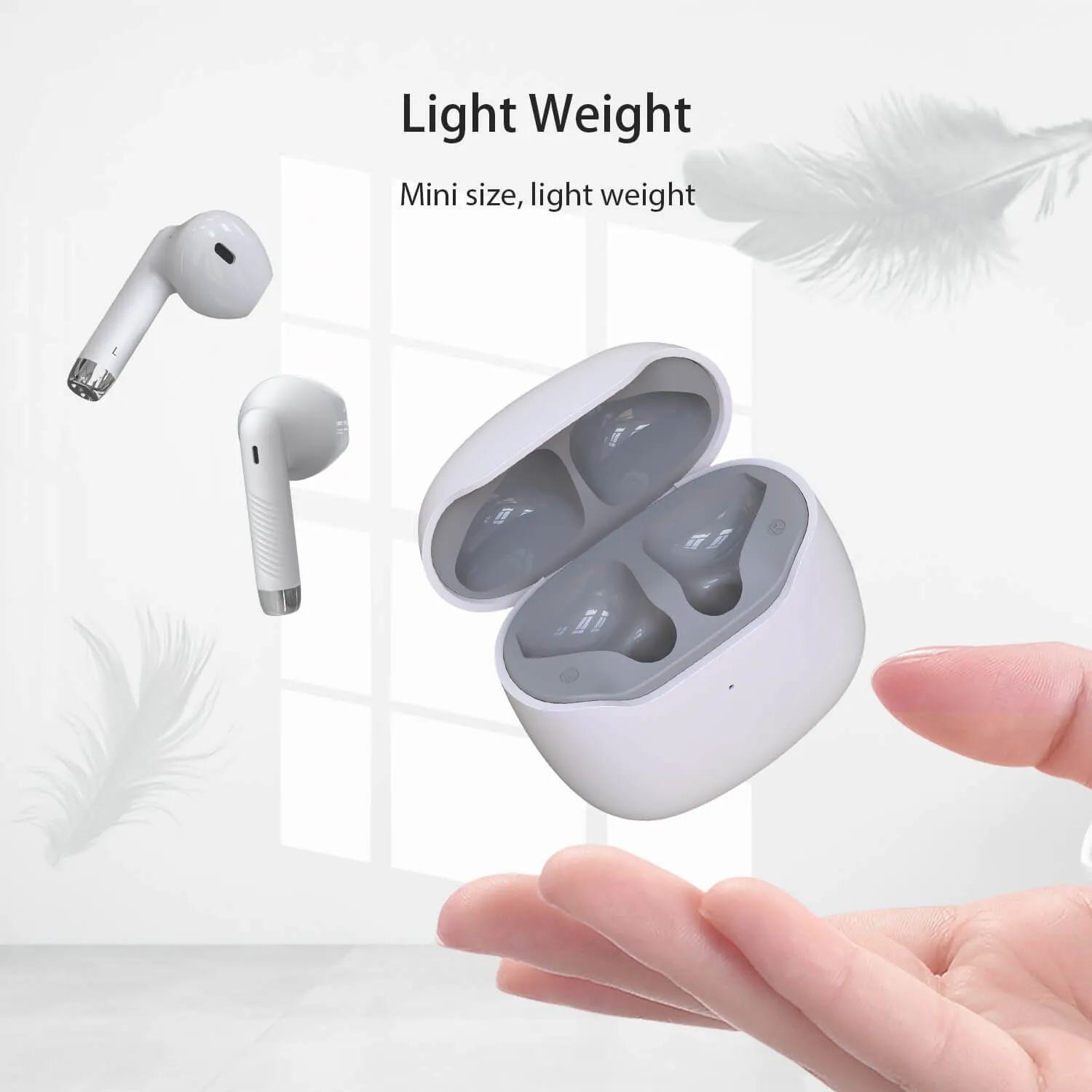 TO-080 White Bluetooth Earphones - Durable and Compact Design