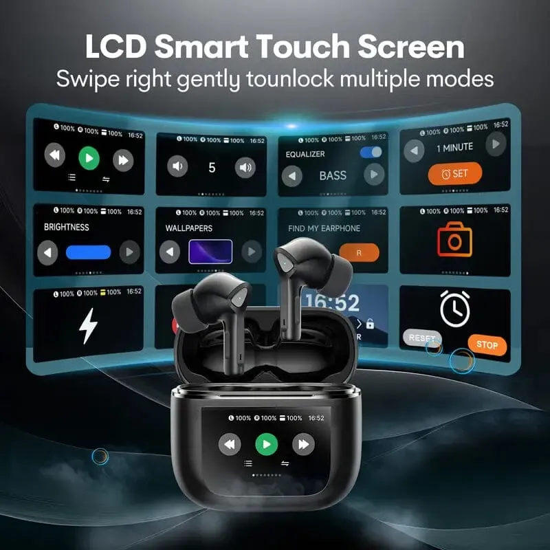 Wireless Earbuds with Smart Touch Screen Charging Case