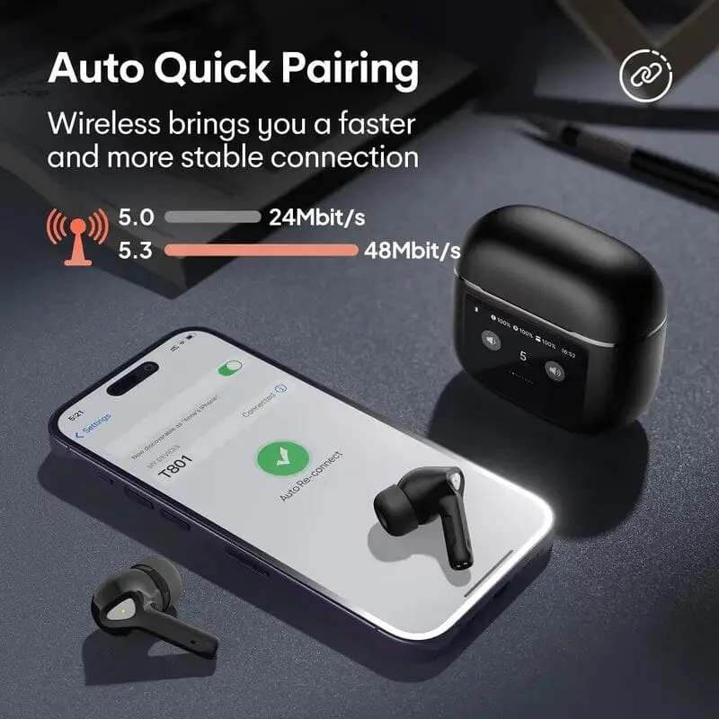 Wireless Earbuds with Smart Touch Screen Charging Case