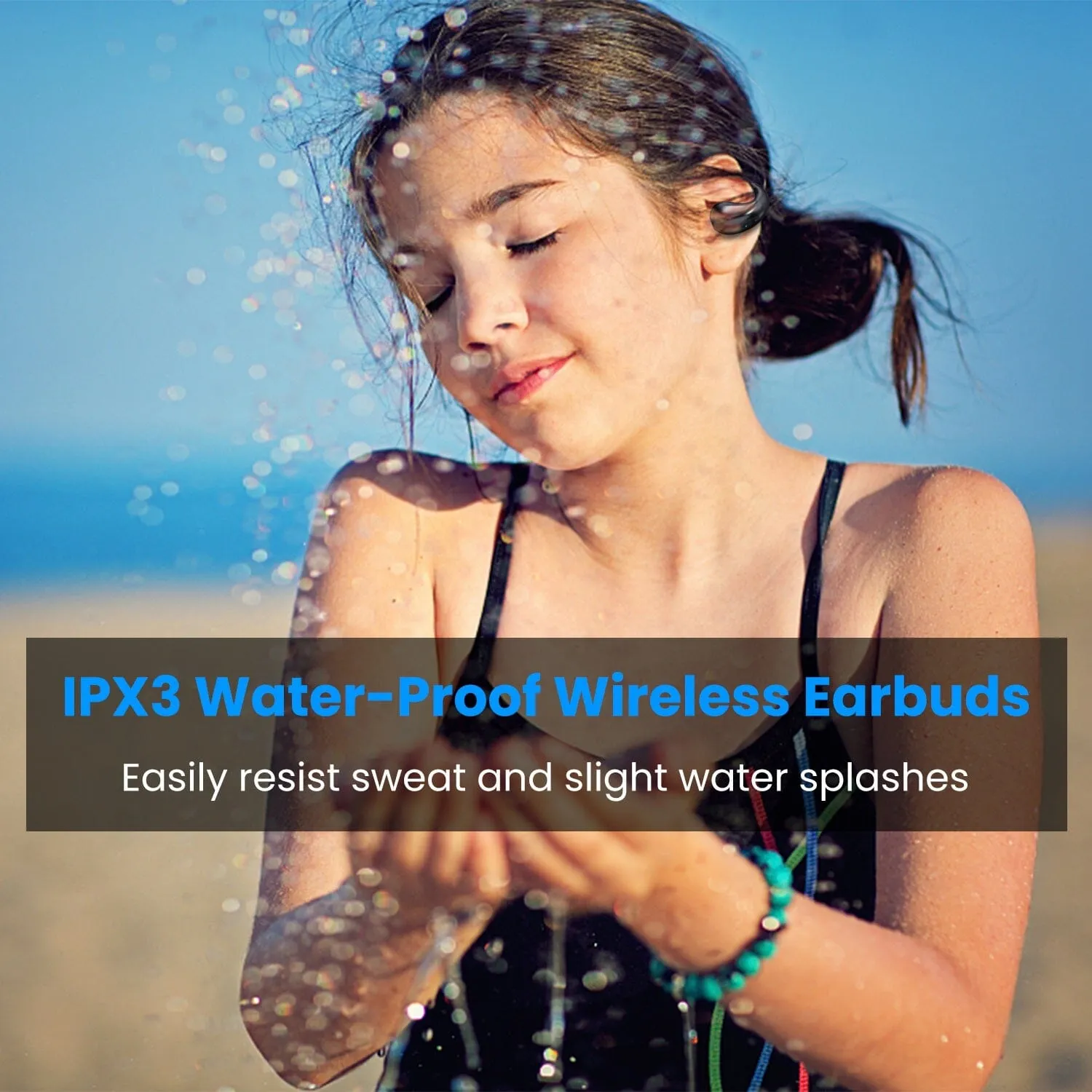 Wireless V5.3 Open Ear Clip Earbuds IPX3 Waterproof Ultra Open Earbuds with LED Display