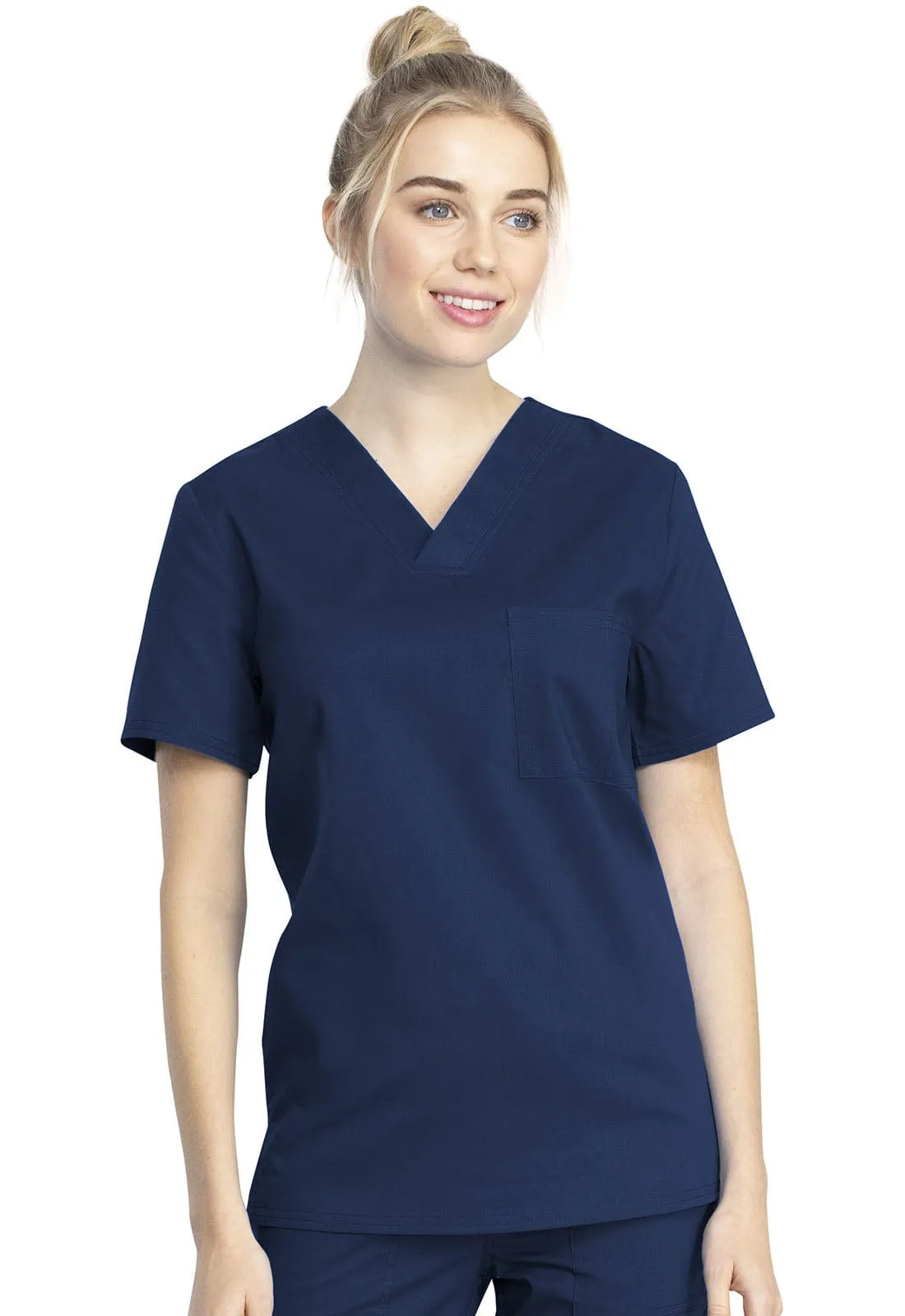 WW Revolution Tech Unisex Tuckable V-Neck Scrub Top Navy WW742AB