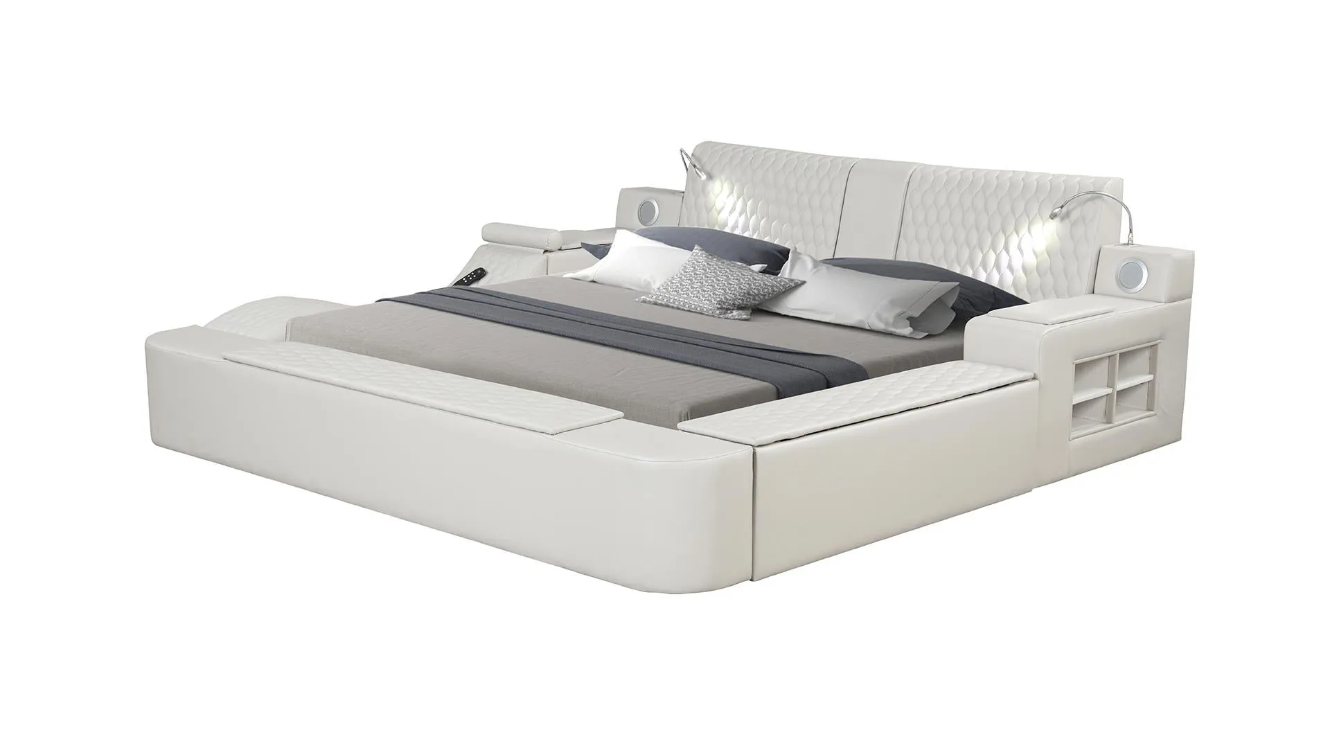 Zoya Smart Multi-Functional White Bed